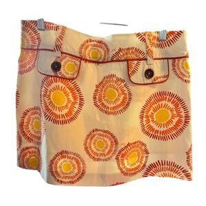 Trina Turk Sunburst Print Mini Skirt Orange Yellow Retro Resort Size 8